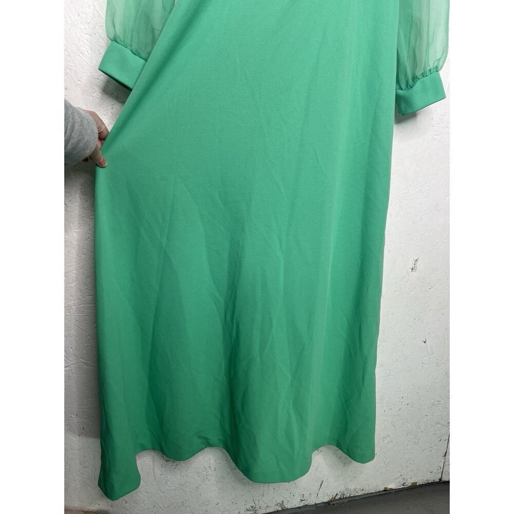 Vintage 70s Maxi Dress Ruffled Sheer Sleeves Floral Bodice Women’s Size Large - Picture 4 of 16